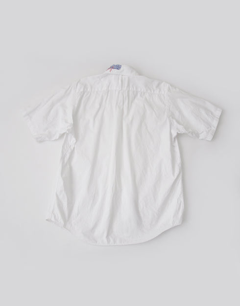 ピンオックスの半袖ステッチワークシャツ